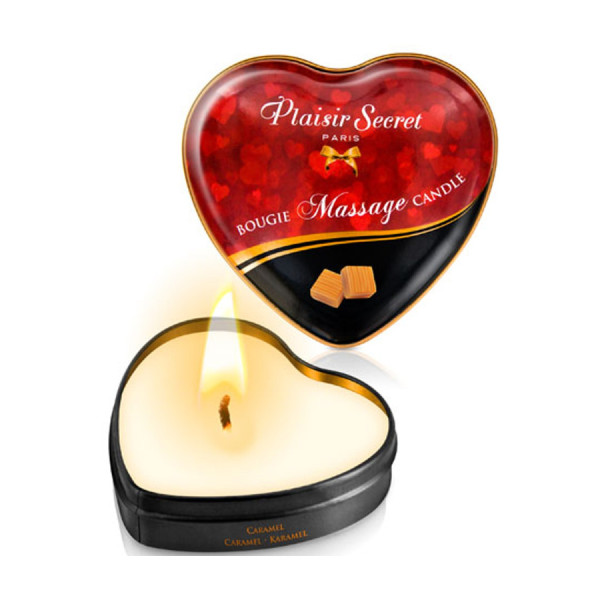 Mini bougie de massage caramel boîte coeur 35ml 